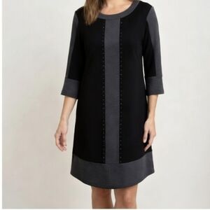 Amanda Lane Black & Gray Colorblock Tunic Dress With Silver Stud Detail Size 16
